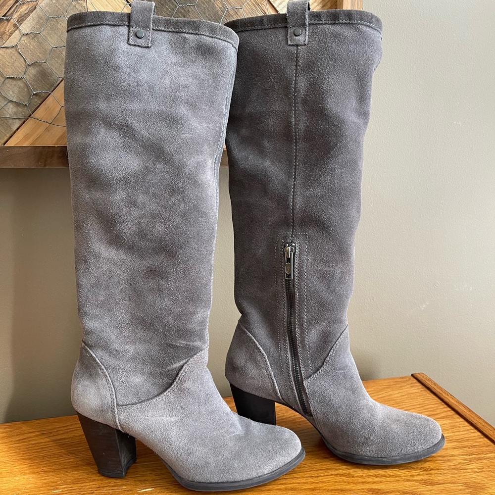 UGG Tall Knee High Boots In Grey Suede